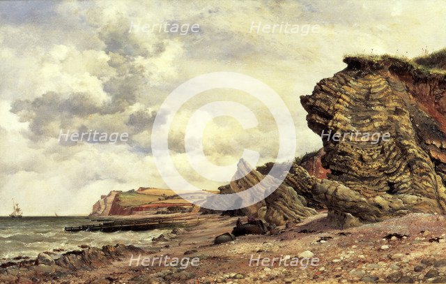 'Triassic Cliffs, Blue Anchor, North Somerset', 1866. Artist: Edward William Cooke