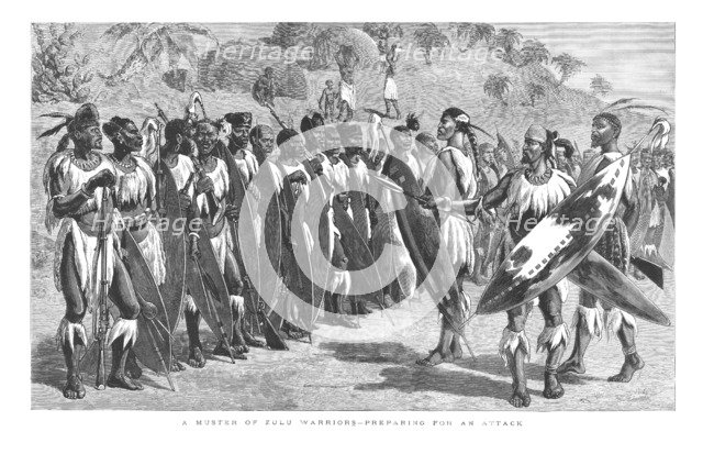 'A Muster of Zulu Warriors - Preparing for an Attack.', 1879. Artist: Unknown.