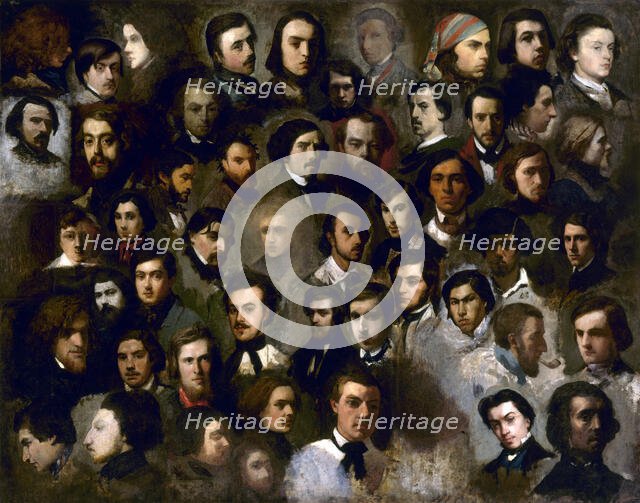 Portraits of students in the studio of Paul Delaroche , between 1835 and 1843. Creator: Unknown.