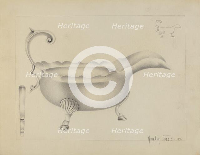 Silver Sauce Boat, 1936. Creator: Amelia Tuccio.