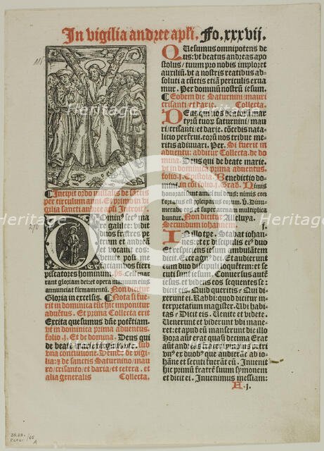 Crucifixion of Saint Andrew from Missale Monasteriense, plate 65 from Woodcuts from Books...1937. Creator: Unknown.