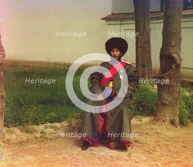 Isfandiyar, Khan of the Russian protectorate of Khorezm (Khiva), full-length..., between 1910-1915. Creator: Sergey Mikhaylovich Prokudin-Gorsky.