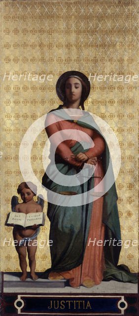 Esquisse pour l'église Saint-Jacques-Saint-Christophe de la Villette : La Justice, c.1843 - 1850. Creators: Jean-François Brémond, L. Jourdain.