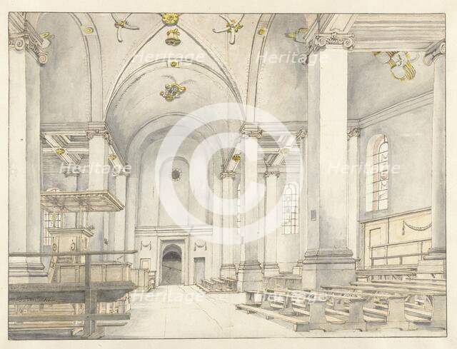 View of the Nave of the Nieuwe Kerk, Haarlem, Looking West, 1650. Creator: Pieter Jansz Saenredam.