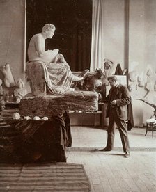 Max Klinger working on the Beethoven sculpture, 1901. Creator: Fotoatelier Hans Franke & Co, Berlin  .