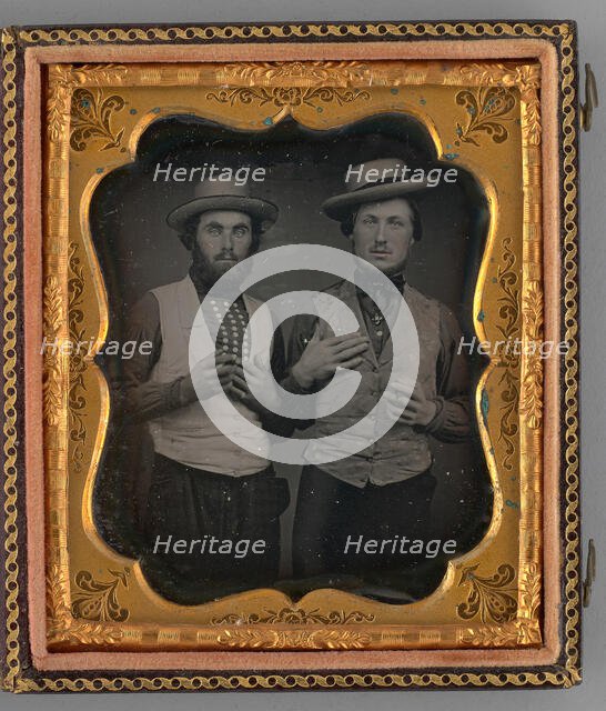 Untitled (Portrait of Two Men Wearing Straw Hats), 1855. Creator: Unknown.