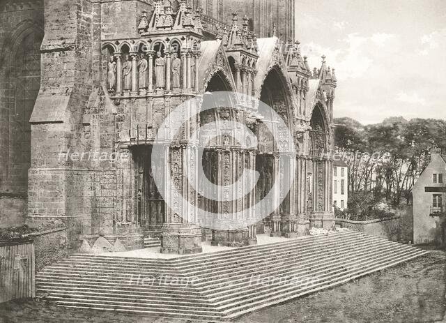 Cathédrale de Chartres - Portique du Midi XIIe Siècle, c. 1854, printed c. 1857. Creator: Charles Nègre.