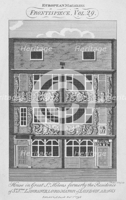 View of a house in Great St Helens, City of London, 1796.            Artist: Thomas Prattent