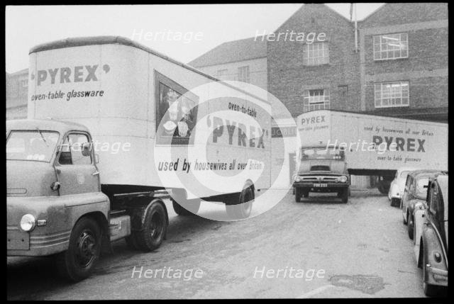 Delivery lorries, Wear Flint Glass Works, Alfred Street, Millfield, Sunderland, 1961. Creator: Eileen Deste.