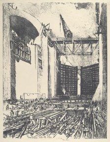 Laying the Floor of Pedro Muguel Lock, 1912. Creator: Joseph Pennell.
