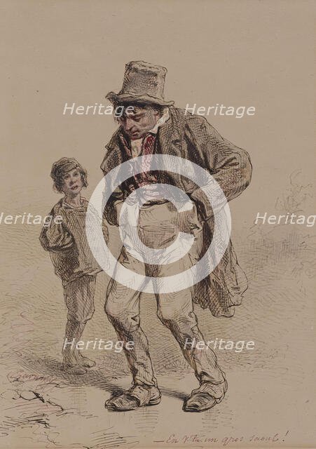 Intoxicated Man and Boy, c1859. Creator: Paul Gavarni.