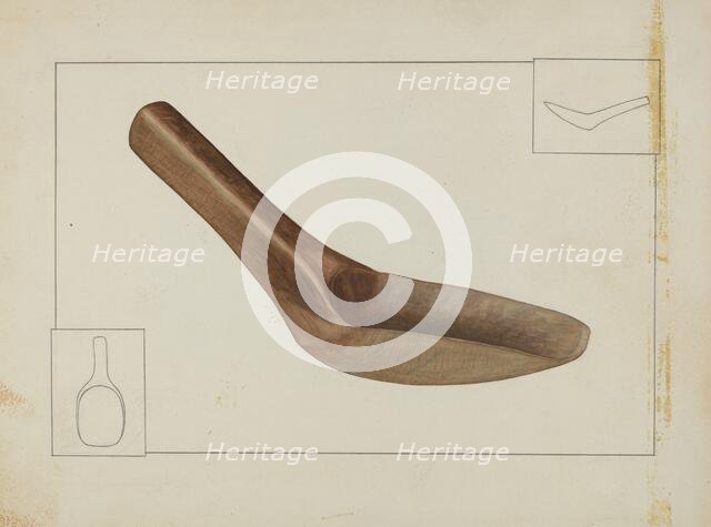 Square Wooden Spoon, c. 1937. Creator: Wilbur M Rice.
