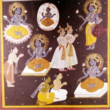 Vishnu worshipped in Five Manifestations, c1690. Artist: Unknown.