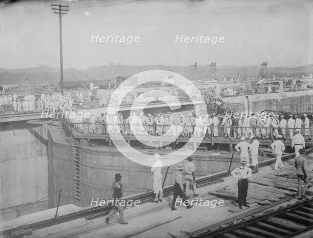 Gatun Upper Locks- Footbridge across Upper Guard Gates, between c1910 and c1915. Creator: Bain News Service.