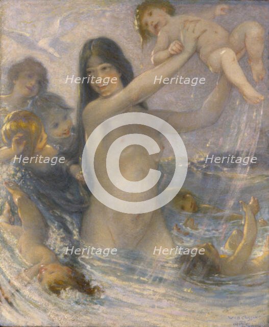 Nymph and Water Babies at Play, 1908. Creator: William Baxter Palmer Closson.