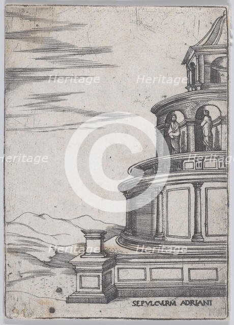 Sepulchrum Adriani (Views of Ancient Roman Temples and Arches), 1535-40., 1535-40. Creator: Anon.