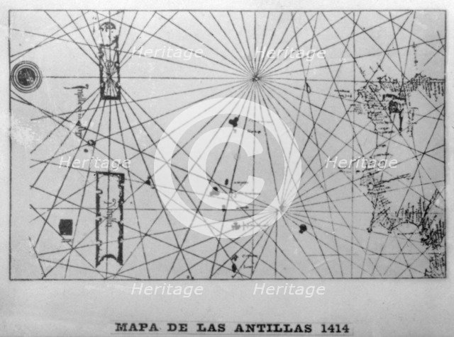 Map of the Antilles, 1414 (1919). Creator: Unknown.