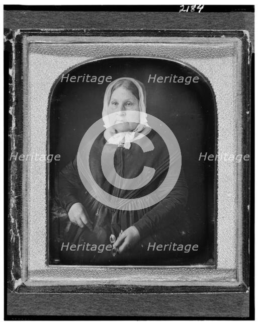 Mary Manuel Lisa, half-length portrait, facing slightly left, seated..., between 1840 and 1860. Creator: Unknown.