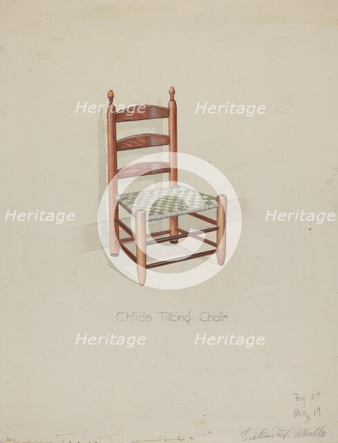 Shaker Three Slat Titlting Chair, c. 1936. Creator: Victor F. Muollo.