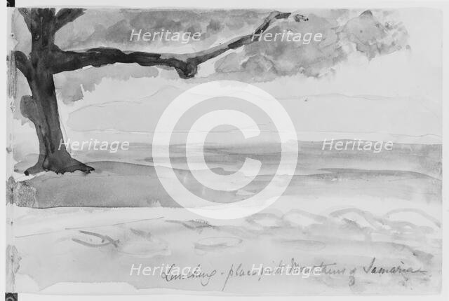 Landscape with Mountains of Samaria, 1904 (from Sketchbook), 1904. Creator: Mary Newbold Sargent.
