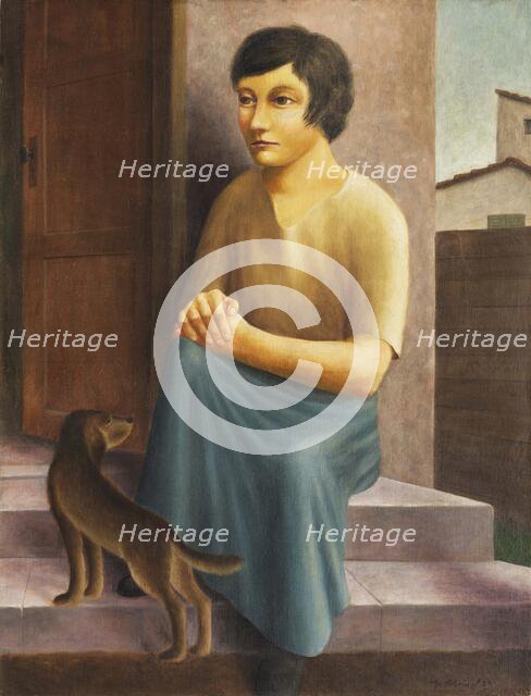 Girl with dog, 1924. Creator: Schrimpf, Georg (1889-1939).