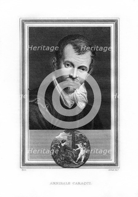 Annibale Carracci, Italian Baroque era painter, (1825).Artist: John Corner