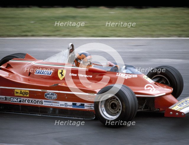 Gilles Villeneuve racing a Ferrari 312T5, British Grand Prix, Brands Hatch, 1980. Artist: Unknown