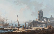 Port Scene in Calm Weather, 1782. Creator: Jean-Baptiste Pillement.