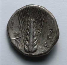 Stater: Corn, Rake, and Leaf (reverse), 330-300 BC. Creator: Unknown.