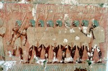 Wall painting of Egyptian soldiers on the expedition, Temple of Queen Hatshepsut, Luxor, c1470 BC. Artist: Unknown