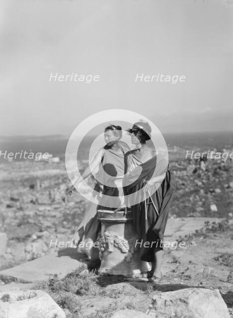 Kanellos dance group at ancient sites in Greece, 1929 Creator: Arnold Genthe.