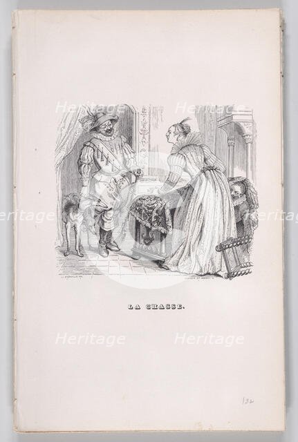 The Hunt from The Complete Works of Béranger, 1836. Creators: Louis-Henri Brevière, Cesar-Auguste Hebert.