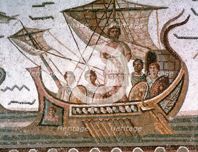 Ulysses and the sirens, Roman mosaic, 3rd century AD. Artist: Unknown