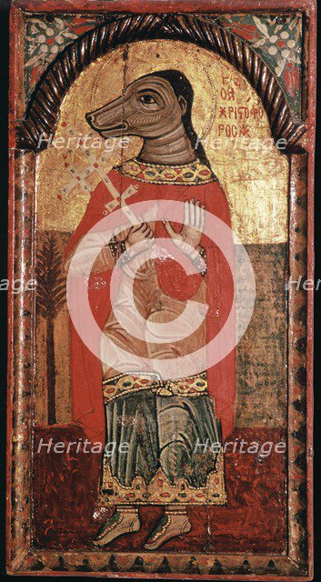 Byzantine icon of St Christopher with a dog's head. Artist: Unknown