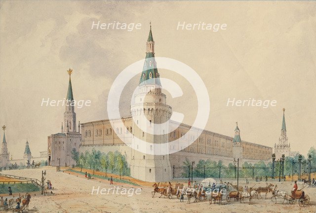 The Resurrection Square and the Alexander Garden in Moscow. Artist: Vivien, Joseph (1793-1852)