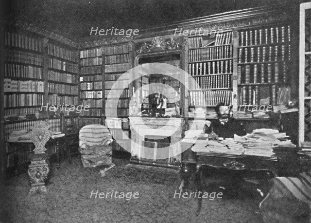 'Camille Flammarion - The Distinguished Astronomer Among His Books', c1925. Artist: Unknown.