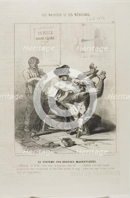 The Magnetic Brush Method (plate 21), 1843. Creator: Charles Emile Jacque.