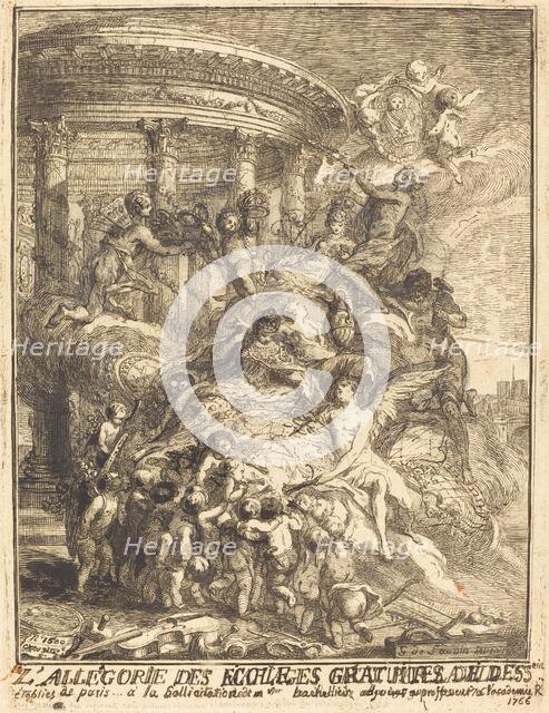 Allegorie des mariages faits par la ville de Paris a la naissance du Duc de Bourgogne, 1751. Creator: Gabriel de Saint-Aubin.