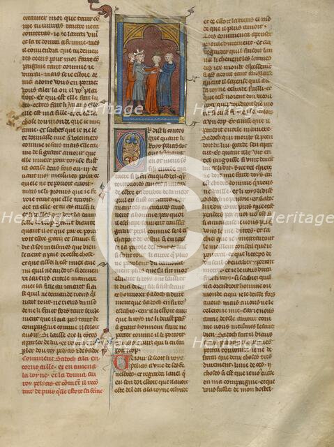 Sadoch Meeting King Pelias and the Queen, about 1320-1340. Creator: Unknown.