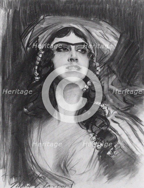 Portrait of the Ballet dancer Tamara Karsavina (1885-1978) as Thamar in the ballet Thamar by M.A. Ba