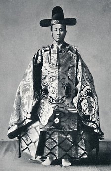A Japanese court noble in ancient dress, 1902. Artist: Unknown.