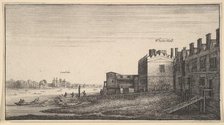 A view of Lambeth Palace from the river at Whitehall Stairs, 1625-77. Creator: Wenceslaus Hollar.