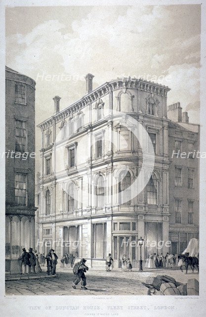 Dunstan House, on the corner of Fleet Street and Whitefriars Street, City of London, c1842.          Artist: G Moore