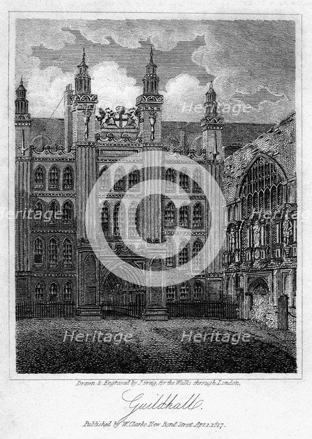 Guildhall, City of London, 1817.Artist: J Greig