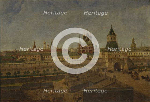 The Ilyinsky Gates in Moscow, Mid of the 19th cen.. Artist: Moiseyev, Pyotr Ivanovich (?-1865)