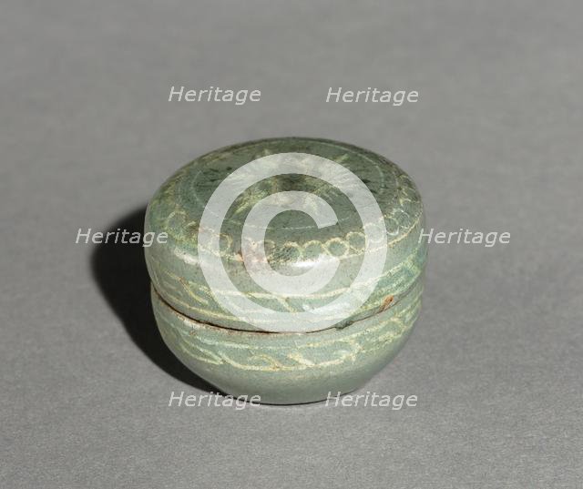 Box and Cover with Inlaid Crane Design, 1200s. Creator: Unknown.