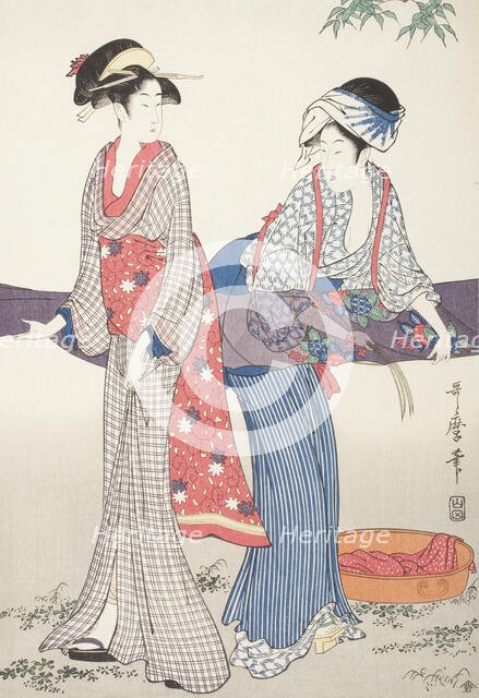 Women Stretching Silk (image 1 of 3), between c1797 and c1798. Creator: Kitagawa Utamaro.
