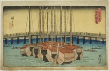 View of Eitai Bridge (Eitaibashi no zu), from the series "Famous Places in Edo (Koto...,c. 1835/38. Creator: Ando Hiroshige.