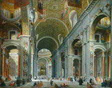 Interior of Saint Peter's, Rome, c. 1754. Creator: Giovanni Paolo Panini.