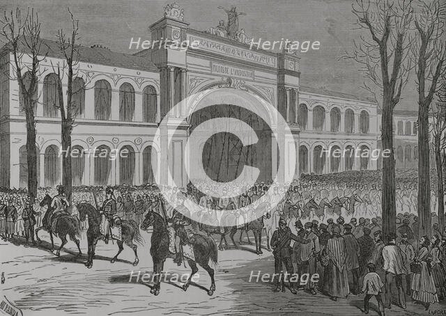 Franco-Prussian War (1870-1871): Parade of German troops on the Champs Elysées, 1871.  Creators: Fernando Miranda, Enrique Laporta Valor.